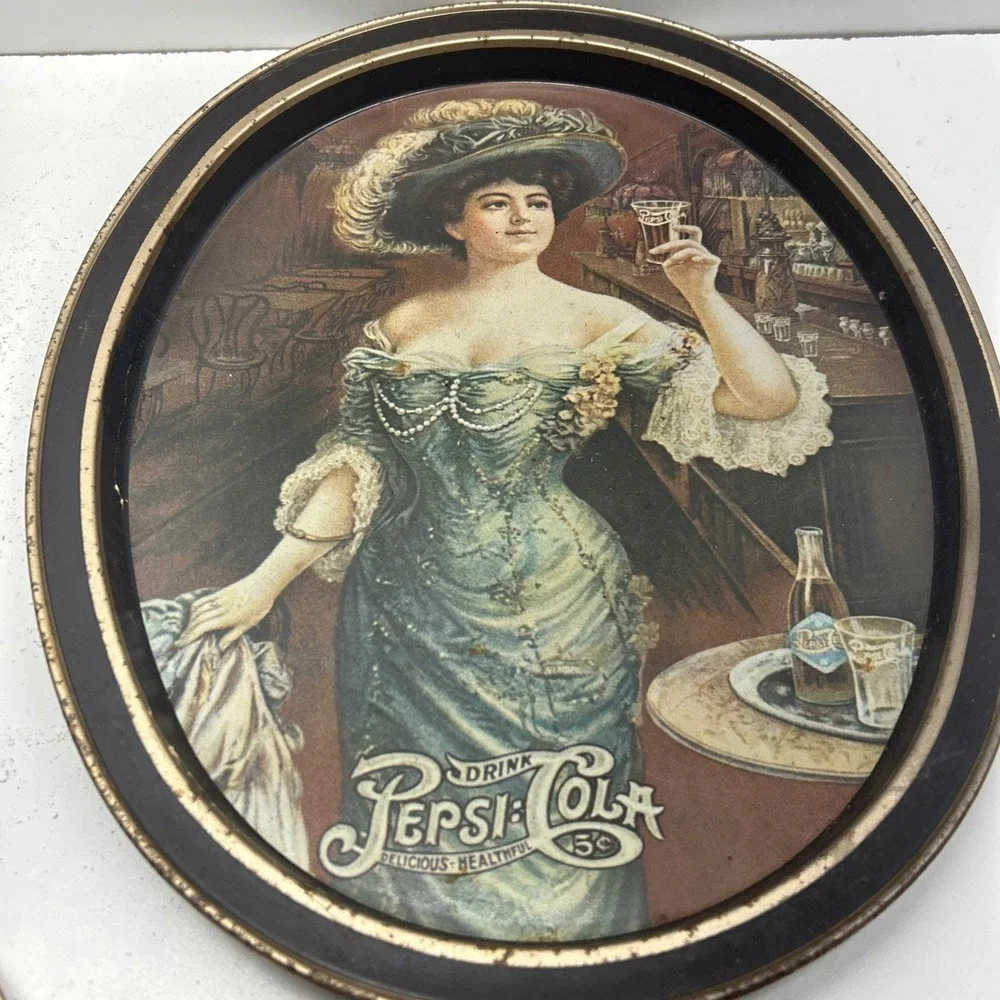 Vintage‎ Pepsi-Cola Advertising Tray Set 1 Large 4 Small Soda Collectible